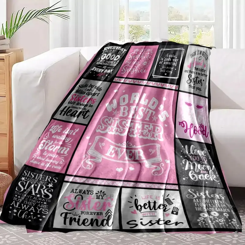 Letter Pattern Plush Blankets, 1/2 Counts Soft Warm Throw Blanket, Air-conditioned Room Receiving Blanket, Warm Nap Blanket f...