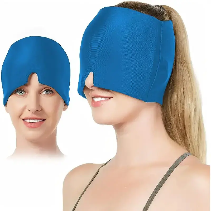 Migraine Relief Gel Cap, 1 Count Wearable and Reusable Cold Pack Care Cap, Relaxing Blackout Sleep Mask, Stretchable Eye Mask...