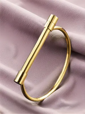 Unisex Street Style Horseshoe Shaped Trendy Stack Bangle, Trendy Minimalist Elegant Bangle Bracelets, Fashionable Vintage Jew...