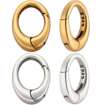 Beebeecraft 925 Sterling Silver Spring Gate Rings Round Trigger Clasp Gold and Silver Color for Jewelry Finding Necklace Brac...