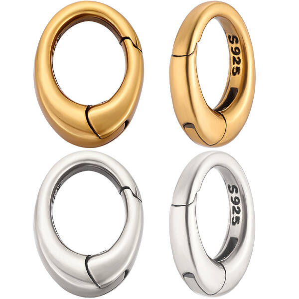 Beebeecraft 925 Sterling Silver Spring Gate Rings Round Trigger Clasp Gold and Silver Color for Jewelry Finding Necklace Brac...