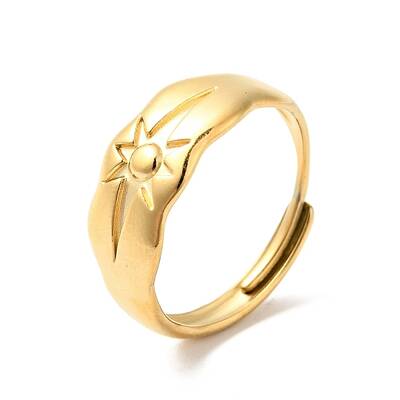 Ion Plating(IP) 304 Stainless Steel Sun Adjustable Ring for Men Women