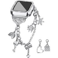 Bracelet Band Compatible with Apple Watch 38mm 40mm 41mm 42mm 44mm 45mm 46mm, Bling Strap with Glitter Case Built-in Screen P...