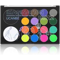 UCANBE Face Body Paint 18 Colors, Water Based Face Painting Kit with Large White Black & Neon Glow UV Facepaint SFX Makeup Pa...