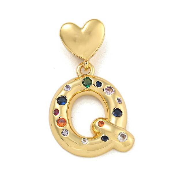 Brass Micro Pave Colorful Cubic Zirconia Pendants