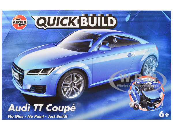 Skill 1 Model Kit Audi TT Coupe Blue Snap Together Snap Together Snap Together Painted Plastic Model Car Kit by Airfix Quickb...