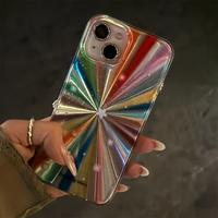 Radiant Firework Rainbow Color Laser Phone Case - Luxury Soft Cover for iPhone 15 14 13 12 11 Pro Max with Glitter Star Lens ...