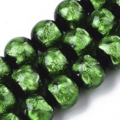 Handmade Silver Foil Lampwork Beads Strands