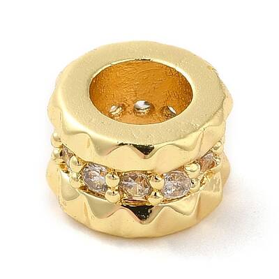 Rack Plating Brass Micro Pave Cubic Zirconia European Beads