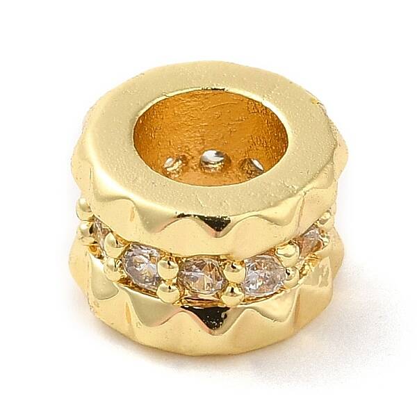 Rack Plating Brass Micro Pave Cubic Zirconia European Beads