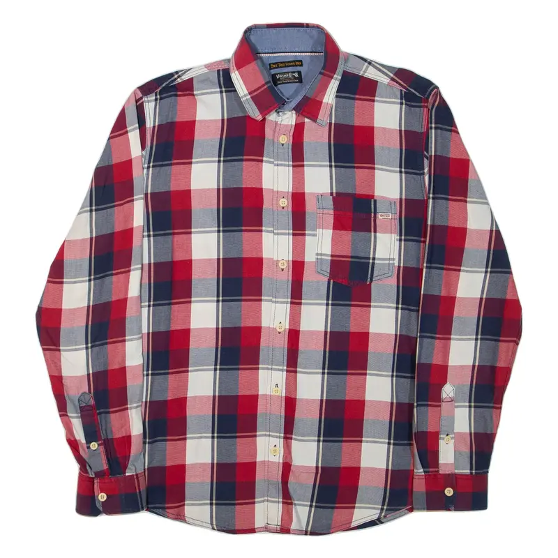 JACK & JONES Mens Shirt Red Check Long Sleeve L