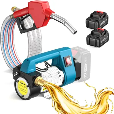 Seesii Fuel Transfer Pump Battery Powered, 21V Cordless Diesel Transfer Pump with 2X4.0Ah Battery, 12GPM Portable Self-Primin...
