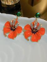 Fashionable Flower Design Dangle Earrings, Artificial Crystal Decorated Earrings for Women, Elegant Jewelry for Party, Daily ...