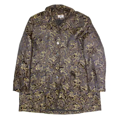 B.B Dragon Pattern Womens Trench Coat Gold 90s Crazy Pattern L