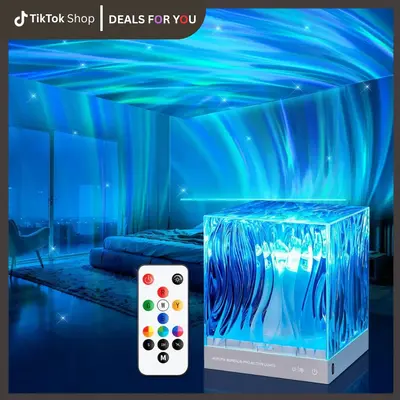 Ocean Wave Projector Light 18 Color Mode & Rechargeable 16 Color LED Light with Adjustable Modes, Remote Control, and USB Po...