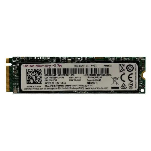00UP706 Lenovo 256GB Triple-Level Cell PCI Express 3.0 x4 NVMe M.2 2280 Solid State Drive