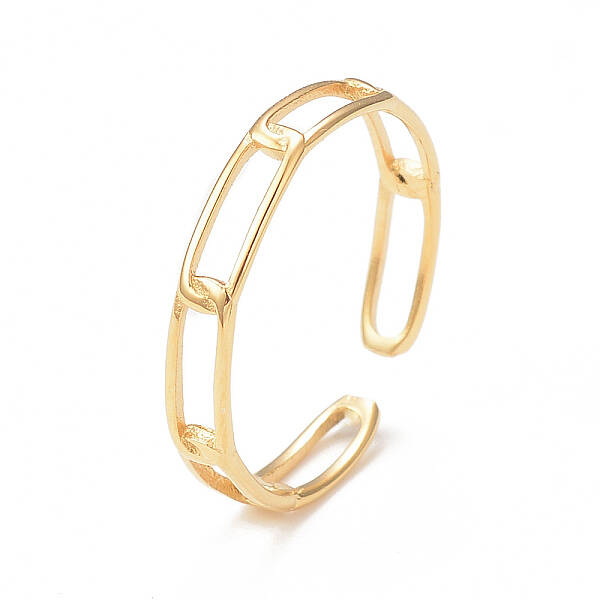 Ion Plating(IP) 304 Stainless Steel Hollow Out Oval Open Cuff Ring for Women