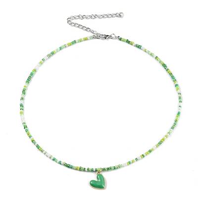 Alloy Enamel Heart Charm Necklace