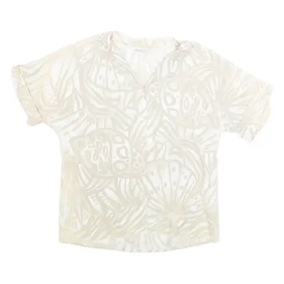 GIOVELLI Womens Printed Blouse Beige Collared Crazy Pattern M