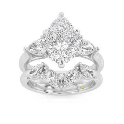 Lumina Lab Grown Pear Shaped Diamond Engagement Ring with the Annabella Wedding Band | 10K White Gold 4 ct. tw.