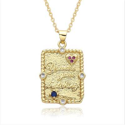 Brass Micro Pave Clear Cubic Zirconia Love Heart Book Pendant Necklaces for Women Men