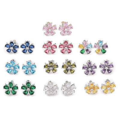 Rack Plating Brass Micro Pave Cubic Zirconia Stud Earrings