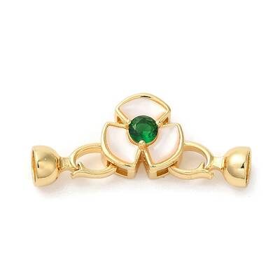Flower Brass Shell Fold Over Clasps