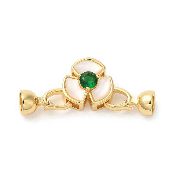 Flower Brass Shell Fold Over Clasps