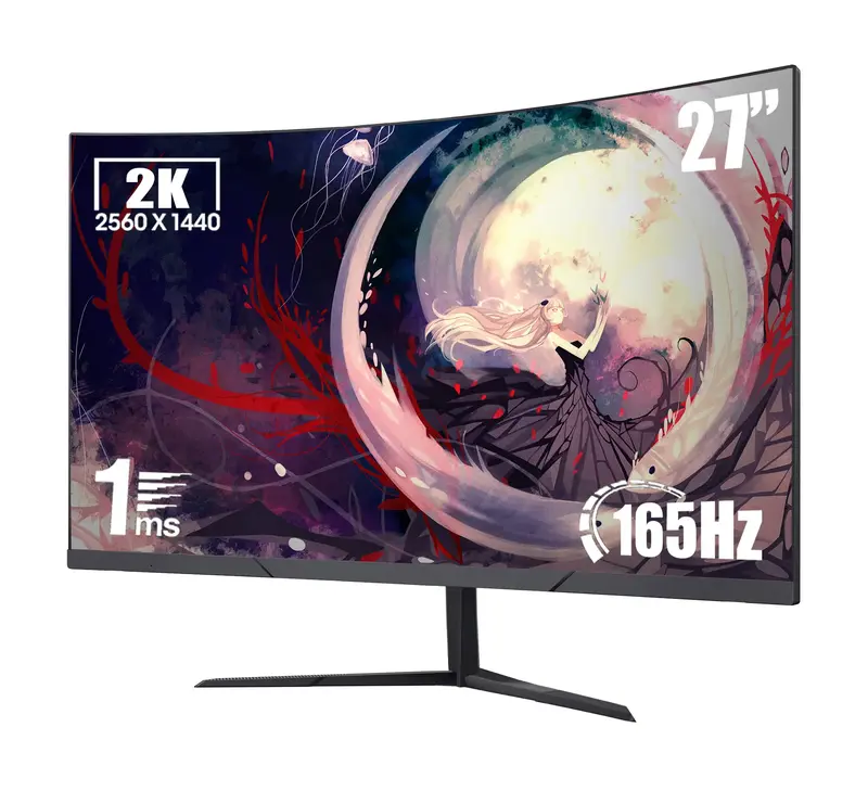 27'' 2K QHD Gaming Monitor - 2560p, 165Hz Refresh, 1ms Response, AdaptiveSync, Dual HDMI & DP1.2, Ultra-Thin Narrow Bezel, Ti...