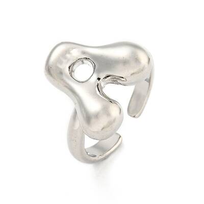 Brass Letter Open Cuff Rings for Women
