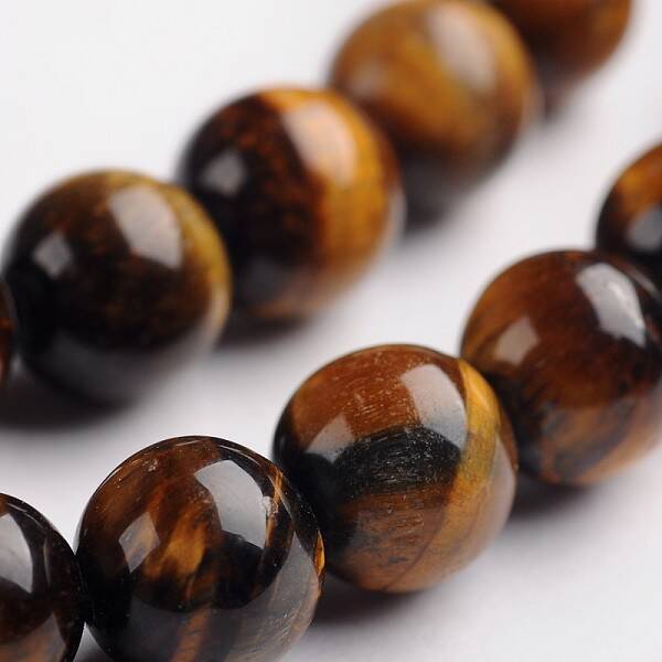 Round Natural Tiger Eye Gemstone Bead Strands