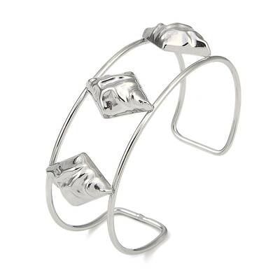 Non-Tarnish 304 Stainless Steel Wide Textured Open Cuff Bangles