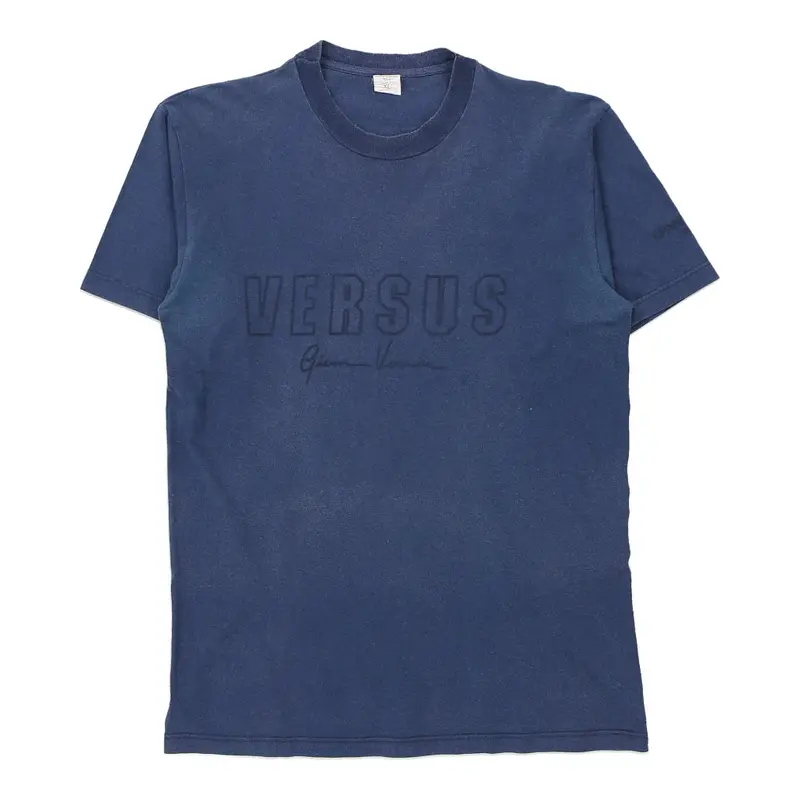 Bootleg Versus By Versace Spellout T-Shirt - XL Blue Cotton