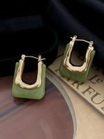 Simple Fall Hollow Out U Shape Vintage Hoop Earrings for Women, 2025 New Trendy Resin Hoop Ear Piercing Jewelry, Ideal Fashio...