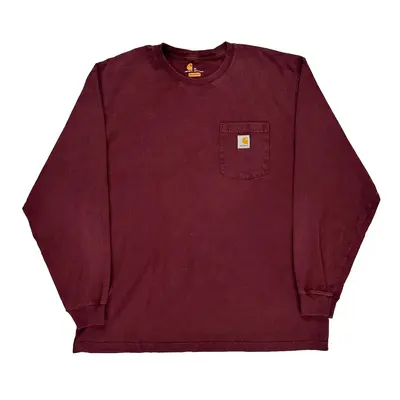 Carhartt Long Sleeve T-Shirt - XL Burgundy Cotton