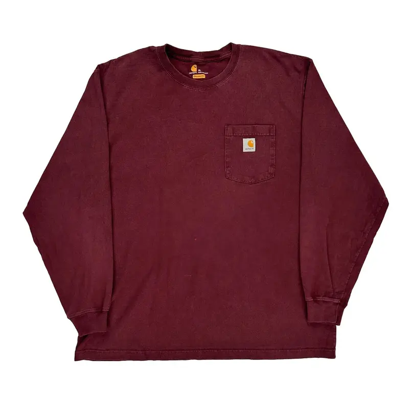 Carhartt Long Sleeve T-Shirt - XL Burgundy Cotton
