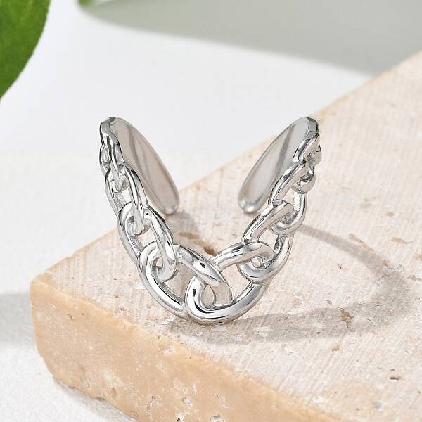 304 Stainless Steel Curb Chain Open Cuff Rings