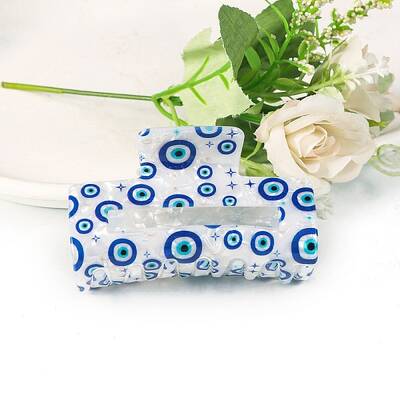 Rectangle with Evil Eye PVC Claw Hair Clips