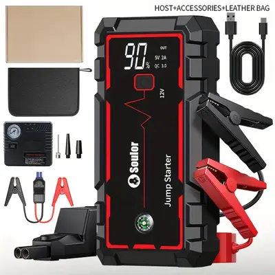 X4A 12V 8000mAh Portable Jump Starter Kit, Car Battery Jump Starter Power Pack, USB Fast Charging, Car Repair Tools, Emergenc...