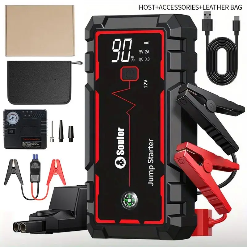 X4A 12V 8000mAh Portable Jump Starter Kit, Car Battery Jump Starter Power Pack, USB Fast Charging, Car Repair Tools, Emergenc...