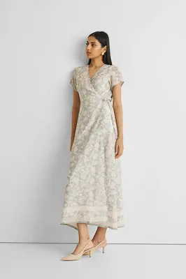 Maxi Wrap Dress in Blue Florals | Color: Vintage Bouquet Blue | Size: L
