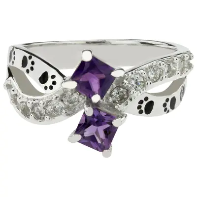 Infinity Paws Sterling & Gemstone Ring - Aquamarine - 7