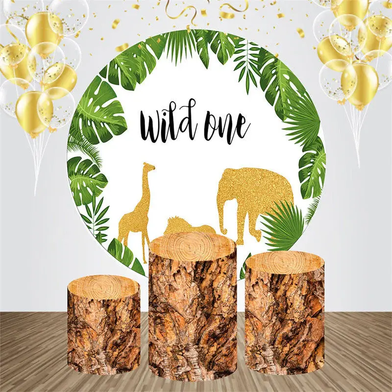 Wild One Outdoor Animals Round Birthday Backdrop Kit - Aperturee