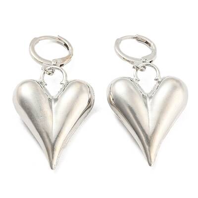 Rack Plating Brass Heart Dangle Leverback Earrings