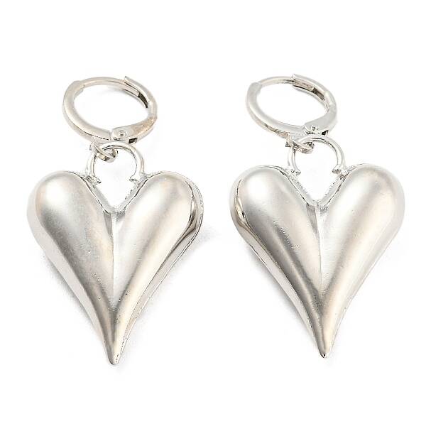 Rack Plating Brass Heart Dangle Leverback Earrings