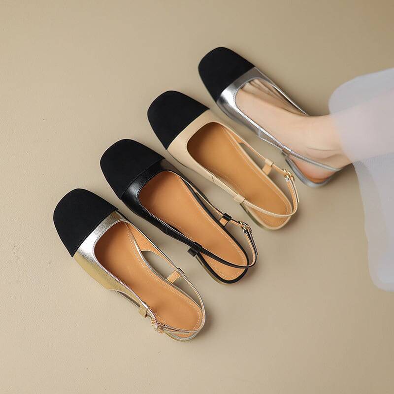 CHIKO Quiana Square Toe Block Heels Slingback Shoes