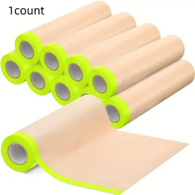 Pre-taped Masking Paper Roll, Strong Adhesive Backing Masking Paper Roll, Automotive Painters Paper for Paint Masking Project...
