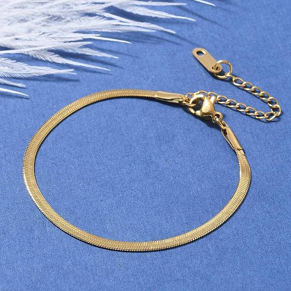 304 Stainless Steel Snake Chain Bracelets for Women Men