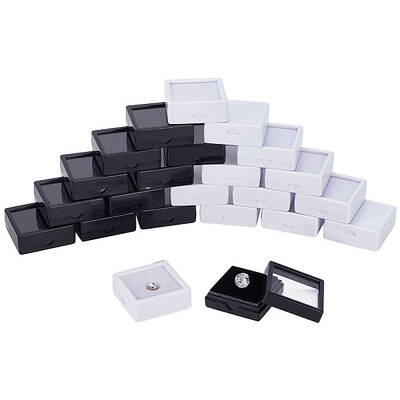 24Pcs 2 Colors Square Acrylic Loose Diamond Display Boxes