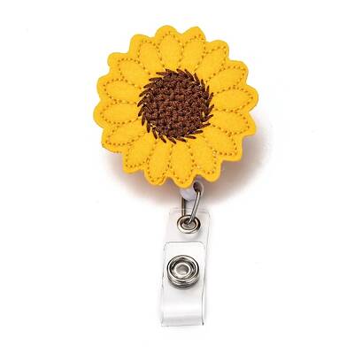 Sunflower Felt & ABS Plastic Badge Reel